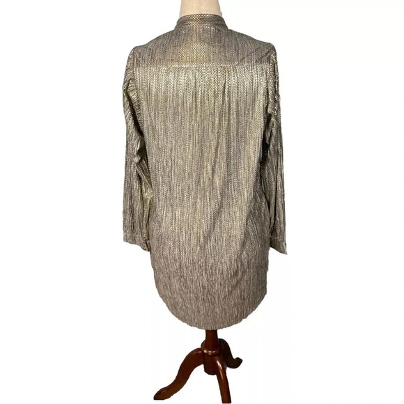 Sabina Musayev Anthropologie Gold Metallic Shimmer Shirt Party Dress Size Medium - Picture 3 of 11